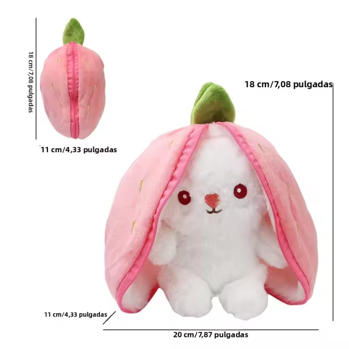 Juguete De Peluche Kawaii Con Diseño De Zorro Reversible Frutas Y Verduras Juguetes Para Niños Regalo De Cumpleaños Con Cierre De Cremallera - 1