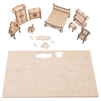 Juego De Puzle 3D De Madera 34 Piezas Miniatura 1:12 Para Casa De Muñecas Accesorios De Construcción DIY Juguetes Educativos Para Niños - details 4