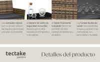 Tectake - Conjunto de jardín de ratán PALESE para 4 personas, Conjunto de jardín de ratán cómodo con espacio para hasta 4 personas, Tejido finamente trabajado y muy resistente de poliratán, Fundas de poliéster repelentes al agua, extraíbles y lavables - details 3
