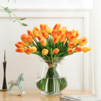 Juego De Flores Artificiales De Tulipán Para Decoración De Hogar Y Bodas Tocan Realidad Buena Vibración Regalo Para Amigo - details 4