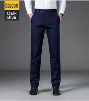 Pantalones De Hombre Negro Sólido Elásticos Para Oficina Pantalones De Trabajo Casuales Rápidos Secado Estilo Coreano Para Primavera Y Otoño - details 1