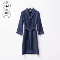 Scalpers Home Albornoz de Algodón 100% - 360GSM Gris con Ribetes Azules - Elegante y Sofisticado - details 17