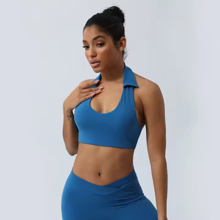 Sudadera De Yoga Para Mujer Con Pecho Y Almohadillas Deporte Top De Cuello Descubierto Para Correr Sin Espalda Material De Poliamida Y Elástico - 1