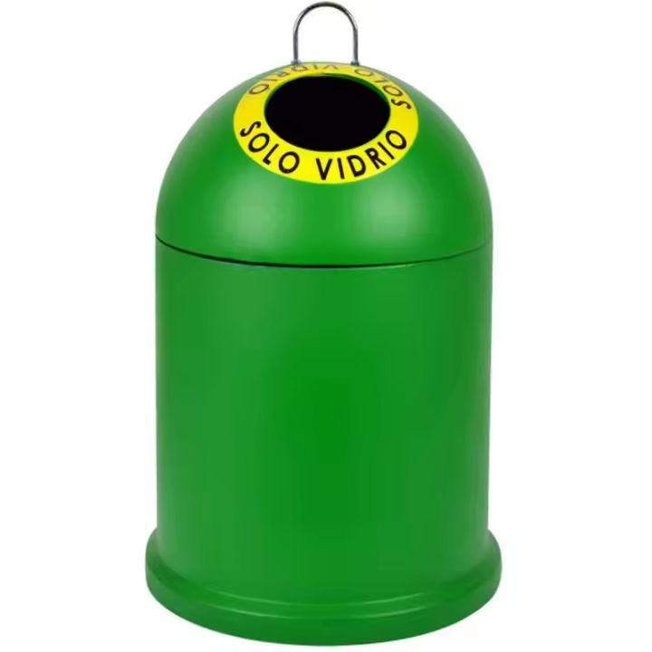 Contenedor - Cubo de Basura para Reciclaje de Vidrio, 46 x 28 x 28 cm, Verde Liso - 1