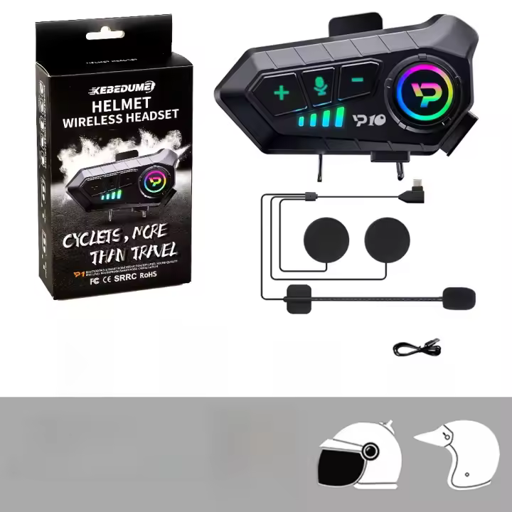 Auriculares Bluetooth Para Casco De Motocicleta Impermeables Con Reducción De Ruido Y Control De Voz Autonomía De Larga Duración Manos Libres - 1