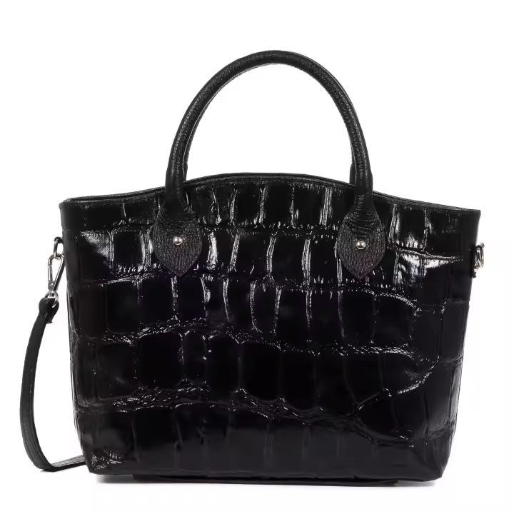 Firenze Artegiani. Imperia Bolso tote Mujer.Piel auténtica Gamuza Grabado Cocodrilo . Made in Italy. Vera Pelle Italiana. - 1