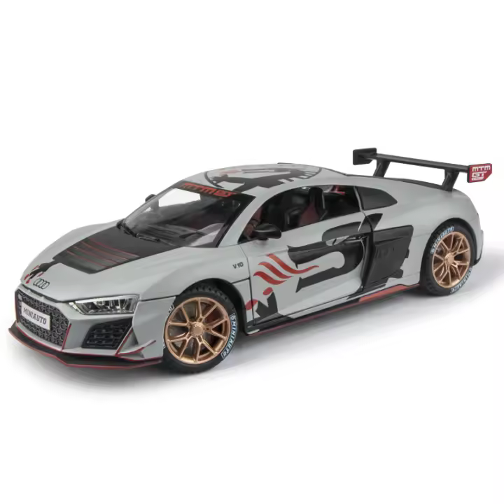 Coche Deportivo De Escala 1:24 R8 Edición De Pista Coleccionable Metal Con Puertas Abatibles Regalo Ideal Para Niños F538 - 1