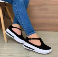Zapatos De Plataforma Informales Para Mujer Mocasines Planos Con Punta Redonda Y Hebilla Talla 43 Zapatillas Confortables Para Todas Las Estaciones - details 1