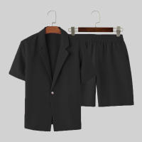 Incercun Conjunto De Hombre 2024 Casual Estilo Callejero Blazer Corto Y Shorts Color Sólido Cierre De Botón Unico Primavera Verano Polyester - details 7