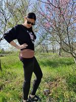 Rinoneras Mujer, Bolso de cuero para Mujer, Bolso de Mujer elegant, riñonera con Correa para el hombro, cinturón ajustable, Cuero genuino Made in Italy, Modelo EASY (S Cuoio) - details 1