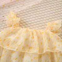 Vestido De Princesa Para Bebé Niña Verano Color Sólido Con Flores Malla Ligera Y Delgada Manga Volante Dulce Vestido De Niña - details 12