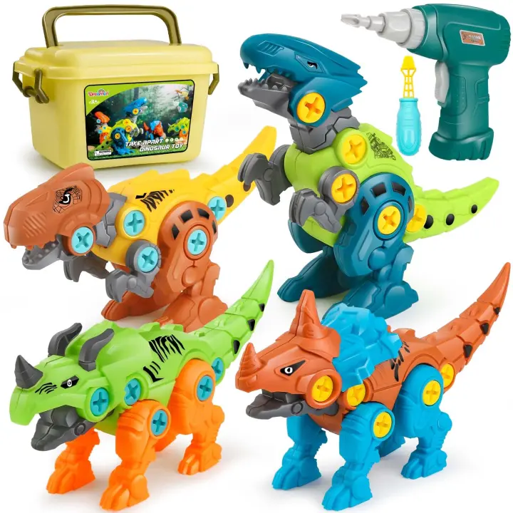 Juego de Construcción de Dinosaurios para Niños-Juguete Educativo de Montaje Desmontable - Incluye Caja de Almacenamiento - Ideal para Gift - 1