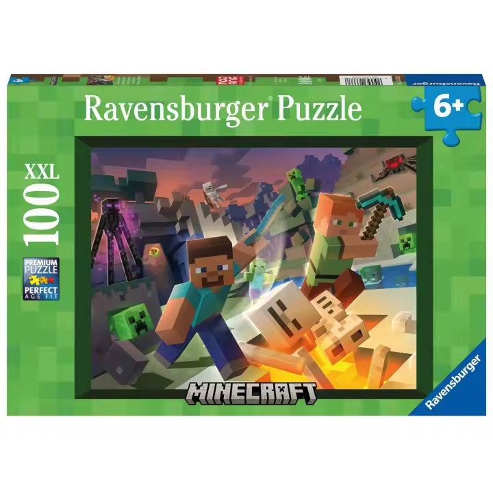 Ravensburger Puzle Monstruos de Minecraft 100 piezas XXL, 13333 - 1