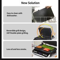 BioloMix Parrilla Eléctrica Rock'n Grill BCG02D 2000W, Placas Desmontables y Aptas para Lavavajillas/Reversibles y Antiadherentes, Sin Humo, Pantalla LCD y Control Digital, Apertura 180º, Placa Superior Flotante - details 3