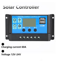 Controlador De Carga Solar 60A 12V/24V Regulador De Voltaje Para Panel Solar Con Cargador Solar PWM Y Pantalla LCD Dual USB Para Hogar - details 0