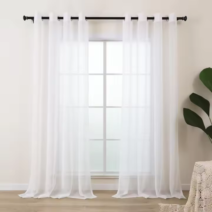 Cortinas blancas para sala de estar, modernas cortinas de tul con ojales para ventanas de dormitorio, juego de 2, largo140*270cm - 1