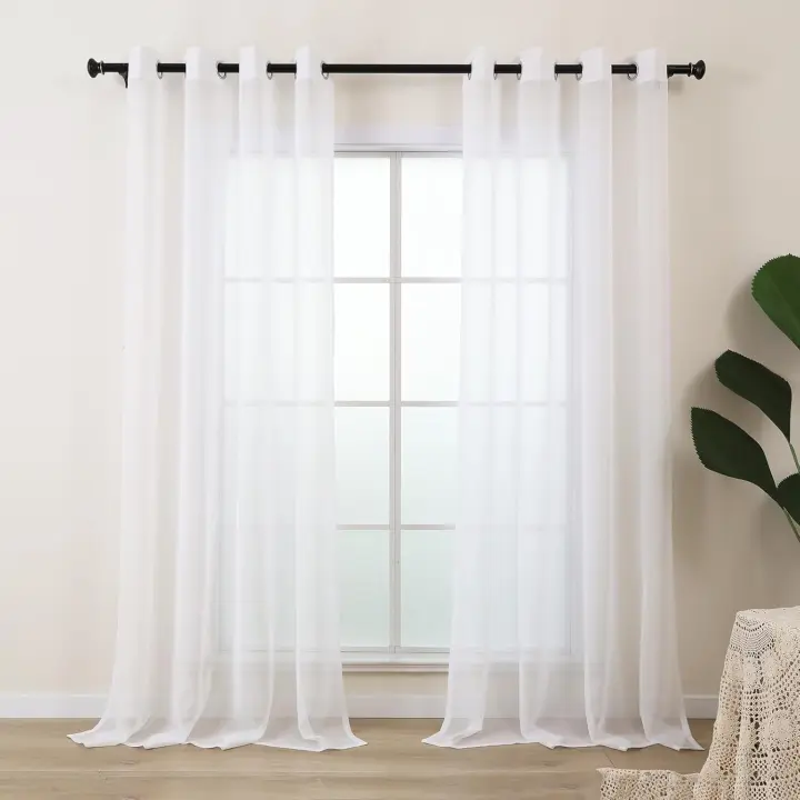 Cortinas blancas para sala de estar, modernas cortinas de tul con ojales para ventanas de dormitorio, juego de 2, largo140*270cm - 1