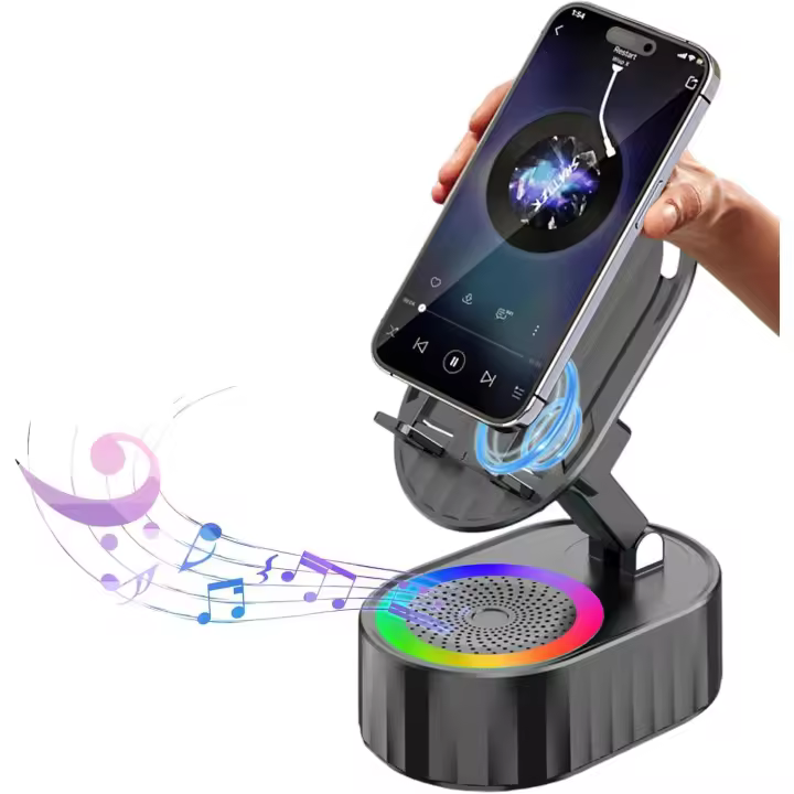 Altavoz Bluetooth de audio de inducción inalámbrico 5 en 1 Para teléfono recargable de Emergencia (3000 mAh) with Luz Ambiental colida plegable de 300 ° para tableta, iPhone, Android, regalos - 1