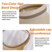 Sombrero de Paja de Verano para Mujer, Sombrero de Playa de Ala Ancha con Protección UV, Cómodo y Transpirable, Ajustable y Plegable, Ideal para Viajes y Aire Libre (Beige/Marrón/Blanco/Khaki) - details 6
