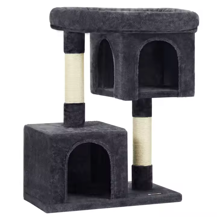 Feandrea Árbol para Gatos, Torre para Gatos de 84 cm, L, para Gatos Grandes de hasta 7 kg, Plataforma Grande para Gatos, 2 Cuevas para Gatos, Rascador, Gris Ahumado/Beige/Gris Claro/Blanco Crema - 1