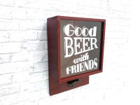 Abridor de Cervezas con Cajón Guarda Chapas Rojo - Incorporado + 20x9x30 cm - details 0