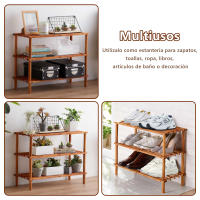 EasySpeed Zapatero de Madera con 3 Alturas,Soporte para Calzado, Almacenamiento Toallas, Ropa, Medidas 63 x 48,5 x 26,5 CM Color Cerezo - details 3
