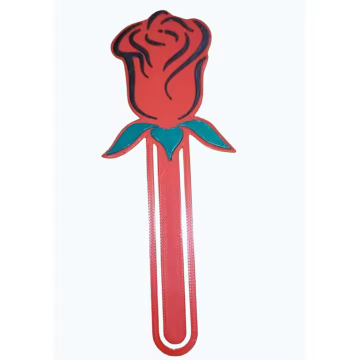 punto de libro  o marcapáginas de 16cm en forma de rosa roja - 1