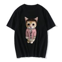 Camiseta De Algodón Funny El Gato Meme Llorando Triste Munchkin Para Mujeres Y Hombres Estilo Casual Verano Y2K Para Parejas Top De Hip Hop - details 4