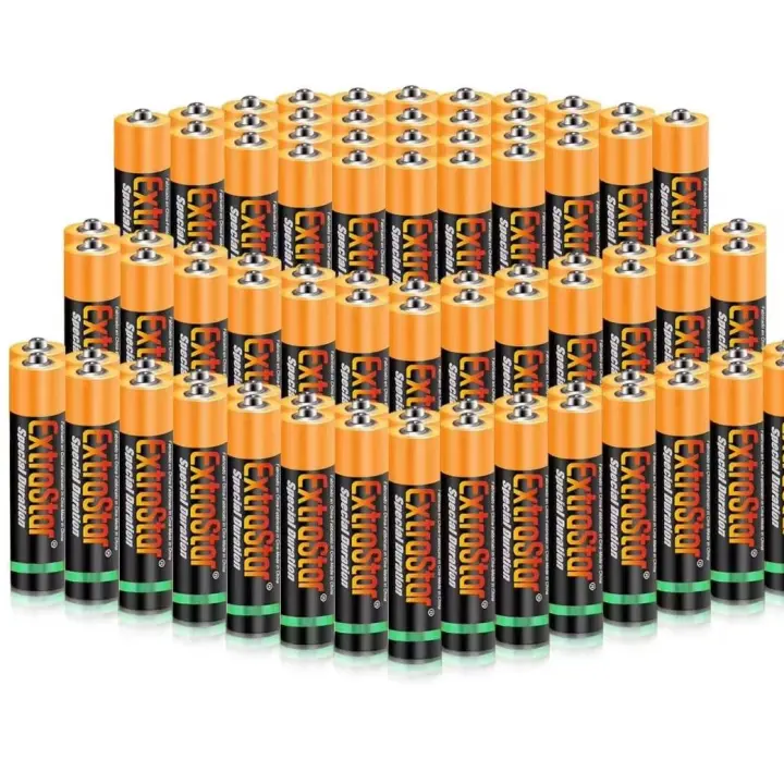 Extrastar pilas AA 1.5 voltios pack ahorro, 12, 24, 48 y 60 unidades. No contiene mercurio no toxica, válida para gran variedad de articulos electronicos y juguetes. Baterias de gran durabilidad, formato familiar economico. - 1