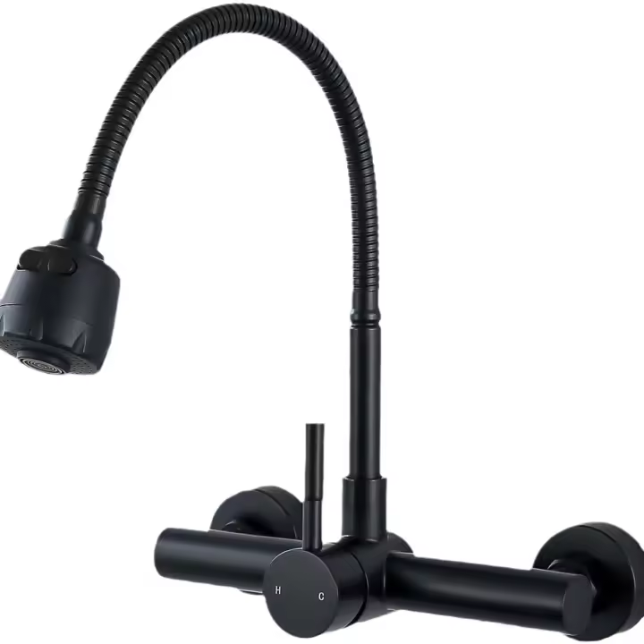 Grifo de Cocina Grifo de Agua fría y Caliente de Maple inoxidable 304 Rotación de 360 Grados Negro - 1