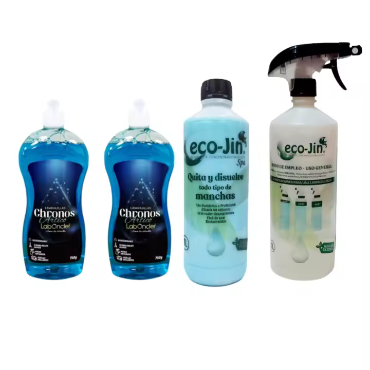ECOJIN a elegir 1 litro con difusor y 2 CHRONOS – Lavavajillas Ultra Concentrado Espumante con Aroma de Canela y  Naranja o artico fresco a elegir. ECOJIN ORIGINAL DE LABONCLER - 1