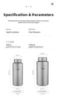 Botella De Deporte Tiartisan De Titanio Gran Capacidad 700ml/1000ml Para Camping Y Exterior Ligera Y Antigrifo - details 10
