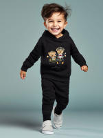 Conjunto De Dos Piezas Para Niños Con Estampado De Oso En Moto Triciclo Y Sudadera De Manga Larga Con Capucha Estilo Casual Para Todas Las Estaciones - details 11