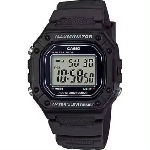 Reloj Digital Casio W-218H-1AVEF para Hombre Resistente Al Agua con Luz LED y Alarma Diaria - 1