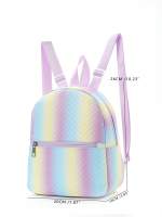 Mochila Clásica Para Niñas Con Detalle De Chevrons Y Correa Ajustable En PU Mediana Con Cierre De Cremallera - details 0