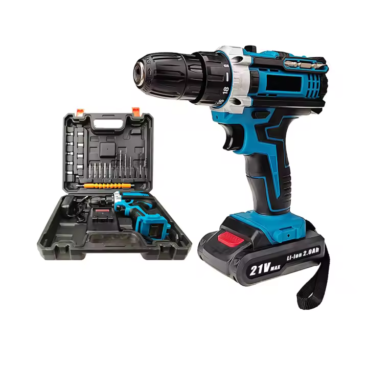 21V Cordless Drill Driver 32Nm Torque 1600RPM, 2-in-1 Electric Screwdriver with Lithium Battery & 15 Drill Bits for Home/Workshop DIY Projects - 1