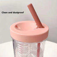 Botella De Agua Portátil Con Pajillas Y Fruta Infusor Taza De Jugo De Té Para Fitness Deporte Exterior Viaje Transparente Reutilizable - details 8