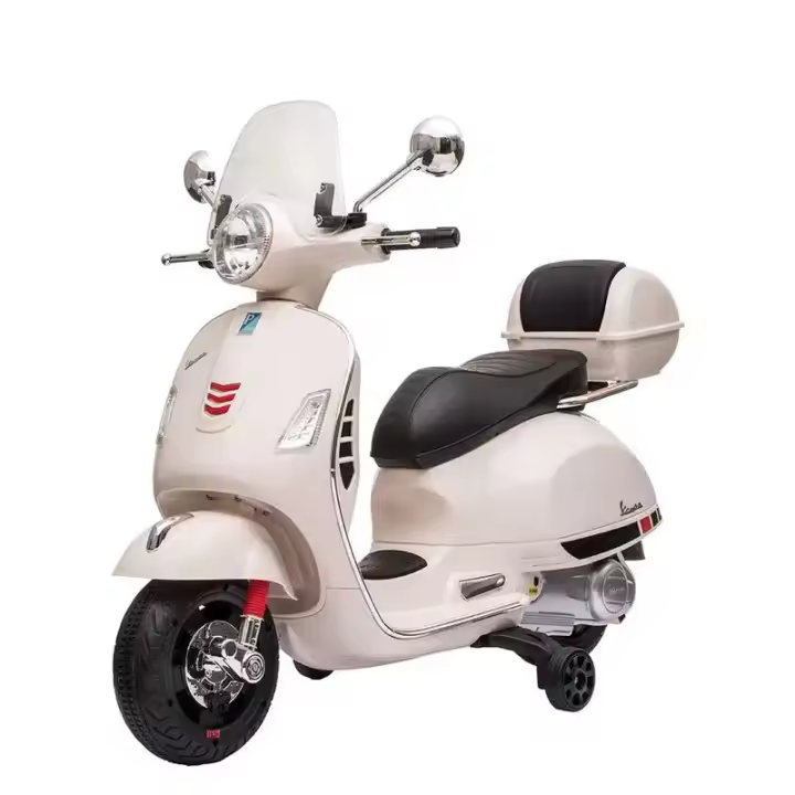 Moto eléctrica Vespa grande 12v blanca con transportin 24048/801-S blanca - 1