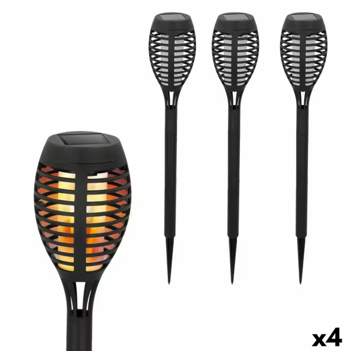 Set de antorchas solares de jardín Aktive Plástico 7,5 x 50 x 7,5 cm (4 Unidades) - 1