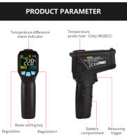 Termómetro Infrarrojo Digital No Contacto Con Láser Portátil Precisión Alta Imagen LCD Alarma De Luz Para Industrial - details 21