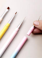 Pincel De Dibujo De Cepillo De Línea Para Uñas Con Mango Metálico De Doble Cabeza Herramientas De Manicura Para Pólipos De Gel Y Arte De Uñas - details 6
