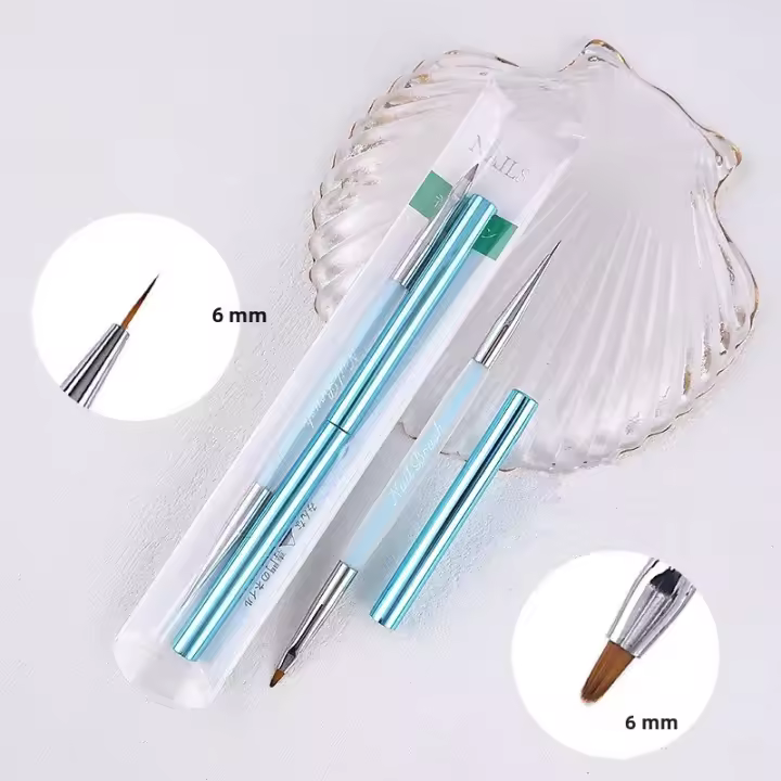 Pincel De Uñas Con Manija De Cristal Doble Gel Para Pintura Y Manicura Artículos De Belleza Y Cuidado Personal Material De Nylon - 1