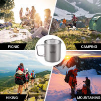 Lixada Taza De Acero Titánico Ultraligera Para Exteriores Con Manija Plegable 300/350/550/650ml Para Camping Y Picnics - details 12