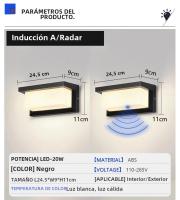 Luz De Pared LED Impermeable 15W Con Sensor De Radar Para Exteriores Y Dormitorios Sala De Estar Porches Jardines Luz Decorativa Moderna - details 10