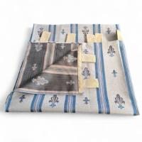 Cortina alpujarreña decorativa 140x260 cm con diseño flor de lis azul – Tejido jacquard de algodón y poliéster con dibujo permanente – Estilo rústico para casas de pueblo, cocinas, patios y salones – Fabricada en España – OEKO-TEX - details 2