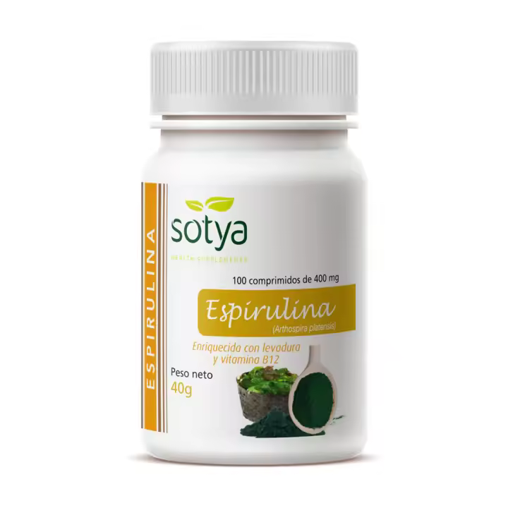 Espirulina + Vitamina B12 (400MG) 100 Comp - Sotya - Alto contenido en vitamina B12 - 1