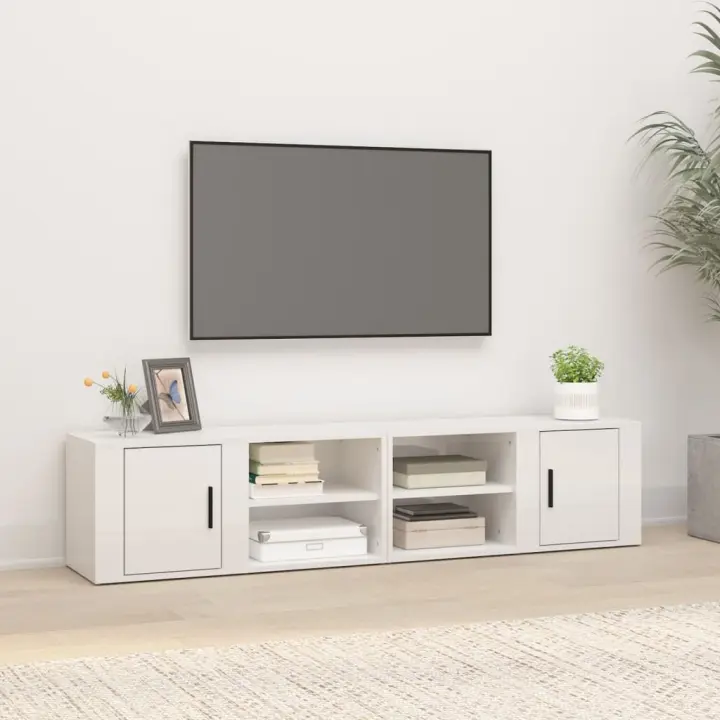 vidaXL Muebles para TV 2 uds madera blanco brillo 80x31,5x36 cm - 1