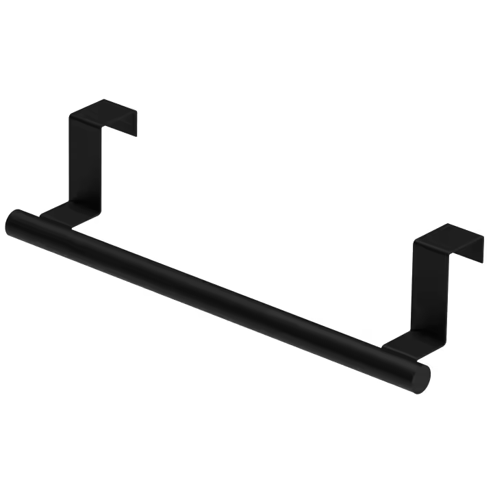Toallero para puerta de gabinete, toallero para puerta de gabinete, toallero de cocina sobre puerta de gabinete, toallero de cocina de acero inoxidable para puerta de gabinete, negro mate (1 pieza) - 1