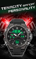 Reloj Deportivo Para Hombre SANDA Resistente Al Agua Con Alarma Reloj De Pulsera Cuarzo Digital Material De Correa De Silicona Estilo round - details 0