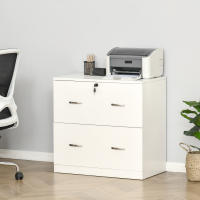 Vinsetto Cajonera de Escritorio con 2 Cajones Cajonera de Oficina con Guías para Carpetas Colgantes para A4 Cerradura y 2 Llaves para Estudio Salón 77x42x72 cm Blanco - details 1